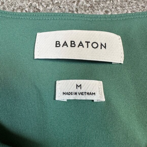 Aritzia Babaton Contour Ruched Mini Minimalist Dress Green Scarab Size Medium - Picture 2 of 6